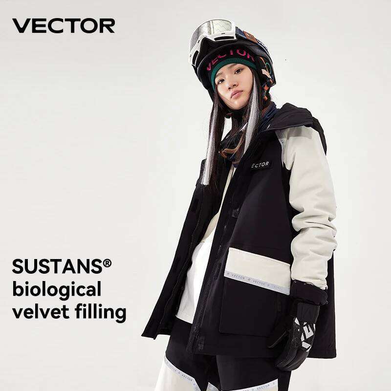 VECTOR Brand Men Women Jacket Winter Warm Windproof Waterproof Ski Suit Outdoor Sports Snowboard Coat Splicing Double Plate