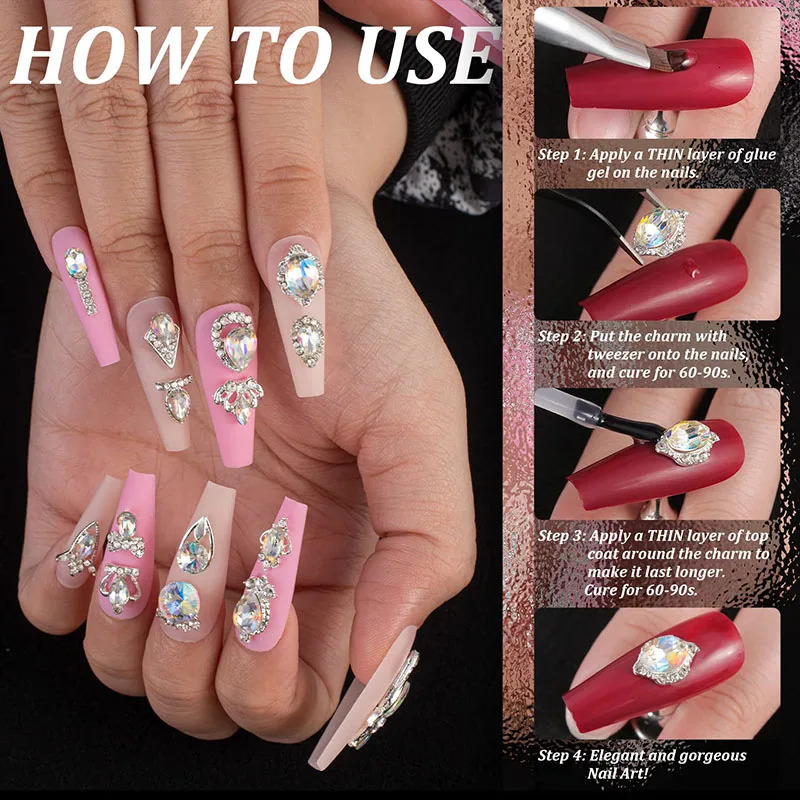 Crystal Nail Art Rhinestones Decoration Gem Stones Alloy 3D Nail Charms Diamond Parts Nail Art Accessories DIY For Nails 251027