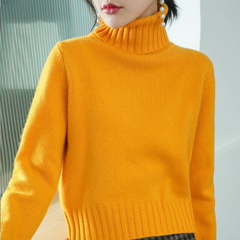 BELIARST 100 Pure Wool Cashmere Sweater Woman High Neck Solid Color Pullover Fashion Warm Knitted Bottoming Shirt 251016