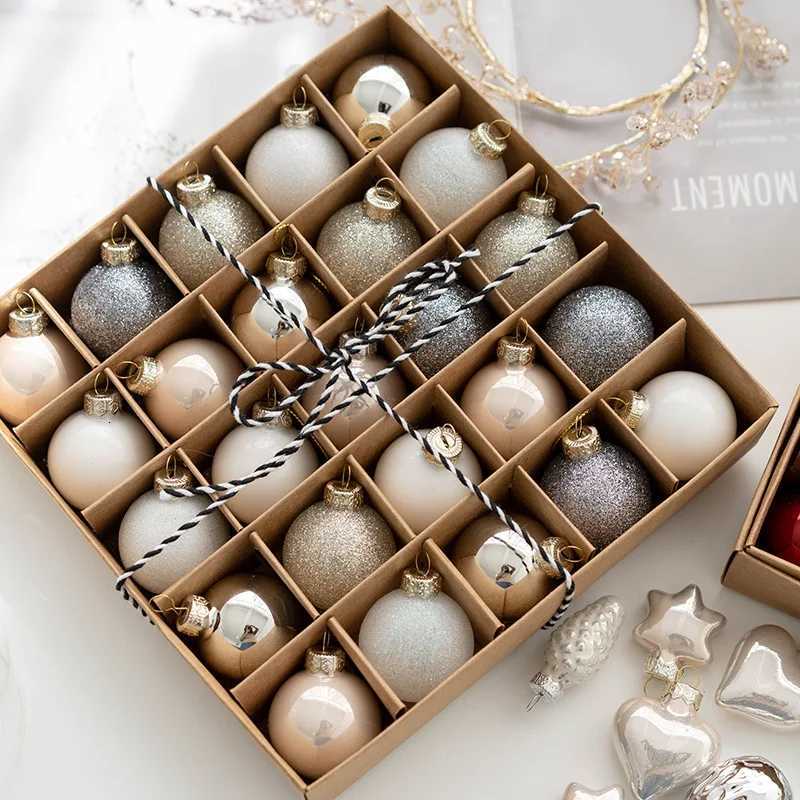 25pcs 4cm Small Size Glass Christmas Ball Ornaments Champagne Christmas Tree Party Decoration New Year Christmas Spheres Pendant C251030