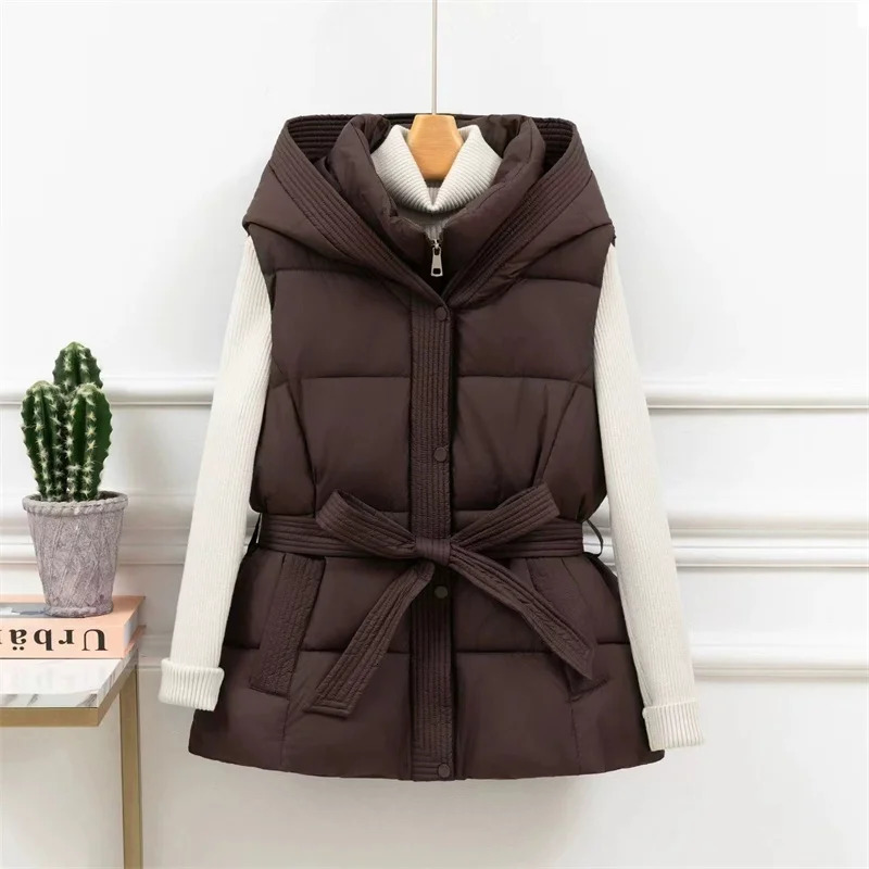 2025 Vest Women Jacket Puffer Parkas Windproof Lightweight Hooded Warm Waistcoat Female White Duck Down Coat Sleeveless 251029