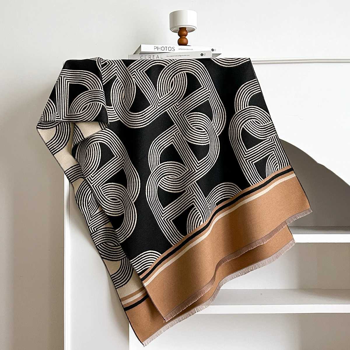 Women Winter Scarf Pashmina Shawls Lady Wraps Thick Warm Striped Pattern Bufanda Echarpe Female Cashmere Imitation StolesW251029