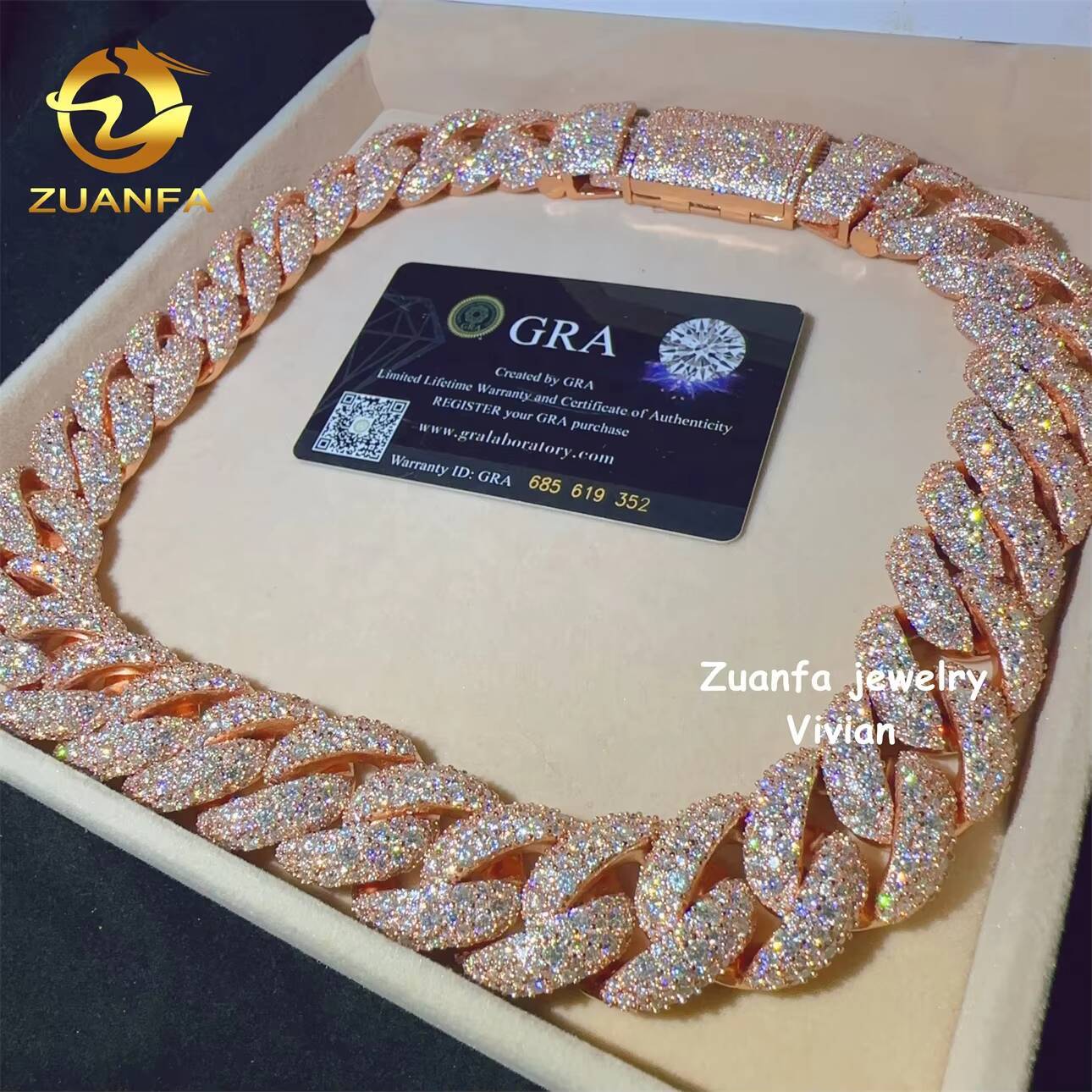 Luxury 23mm VVS Moissanite Diamond Hip Hop Fine Jewelry Miami Cuban Link Chain Miossanite Iced Out Necklace