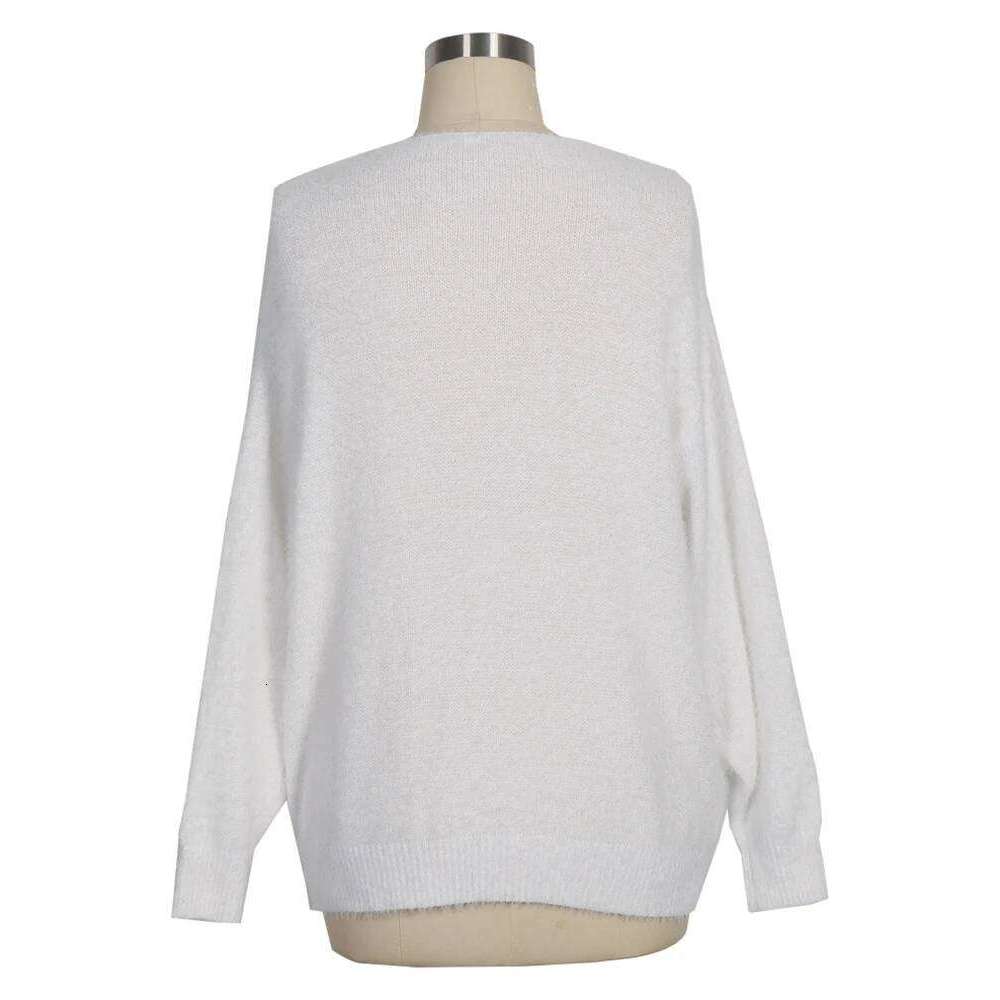 Women's V Neck Long Sleeve Sweater Casual Loose Fit Pullover Sexy Zipper Warm Knit Printed 2025 Fashion Trend For Women Designer Sweater Women Be