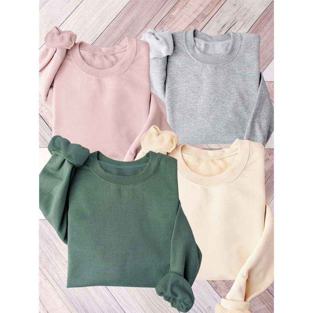 Pcs Women S Casual Crew Neck Sweatshirts Long Sleeve Solid Color Basic Soft Hine Washable Pullovers For Spring Fall Black Gray Beige Pink Cute