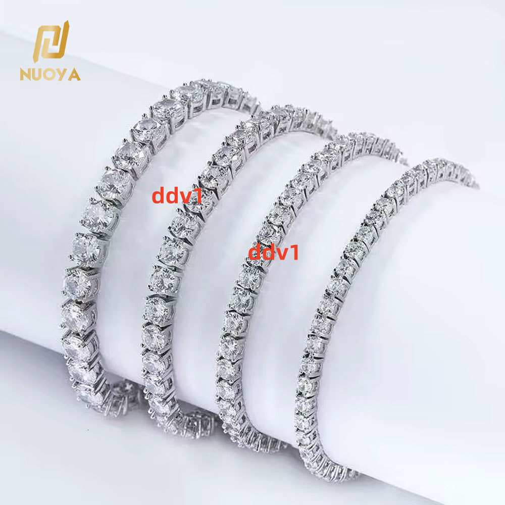 NUOYA 345MM Iced Out Diamond Tennis Bracelets Gold Silver Plated Brass Man moissanite Moissanite Tenis Bracelets for Men Women Designer's style