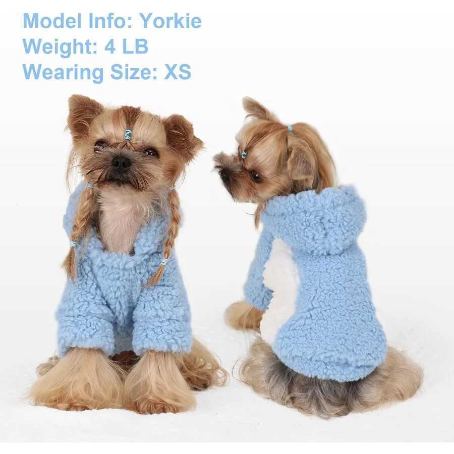 Dog Hoodie Pet Clothes Sweater with Hat Soft and Warm Cold Weather for Small Patchwork Hood Blue XXS C251030