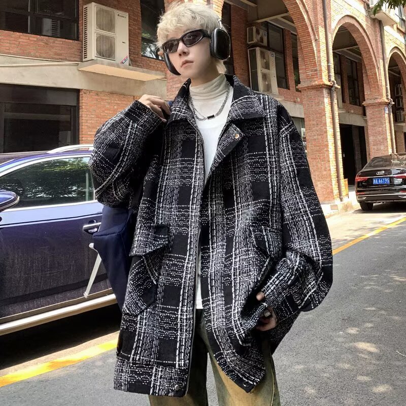 Xiaoxiang Style Plaid Jacket For Designer Coat Men Autumn And Winter 2025 New Houndstooth Large Pocket Loose Casual Versatile Jacket
