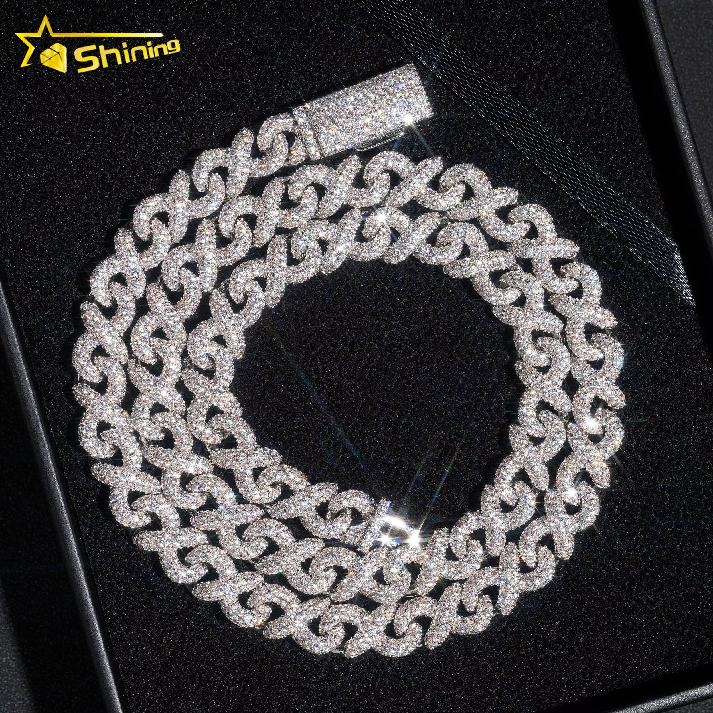 Sterling Silver Necklace Moissanite Cuban Chain S925 Gold Plated GRA Diamond Iced Out Link Chain for Men