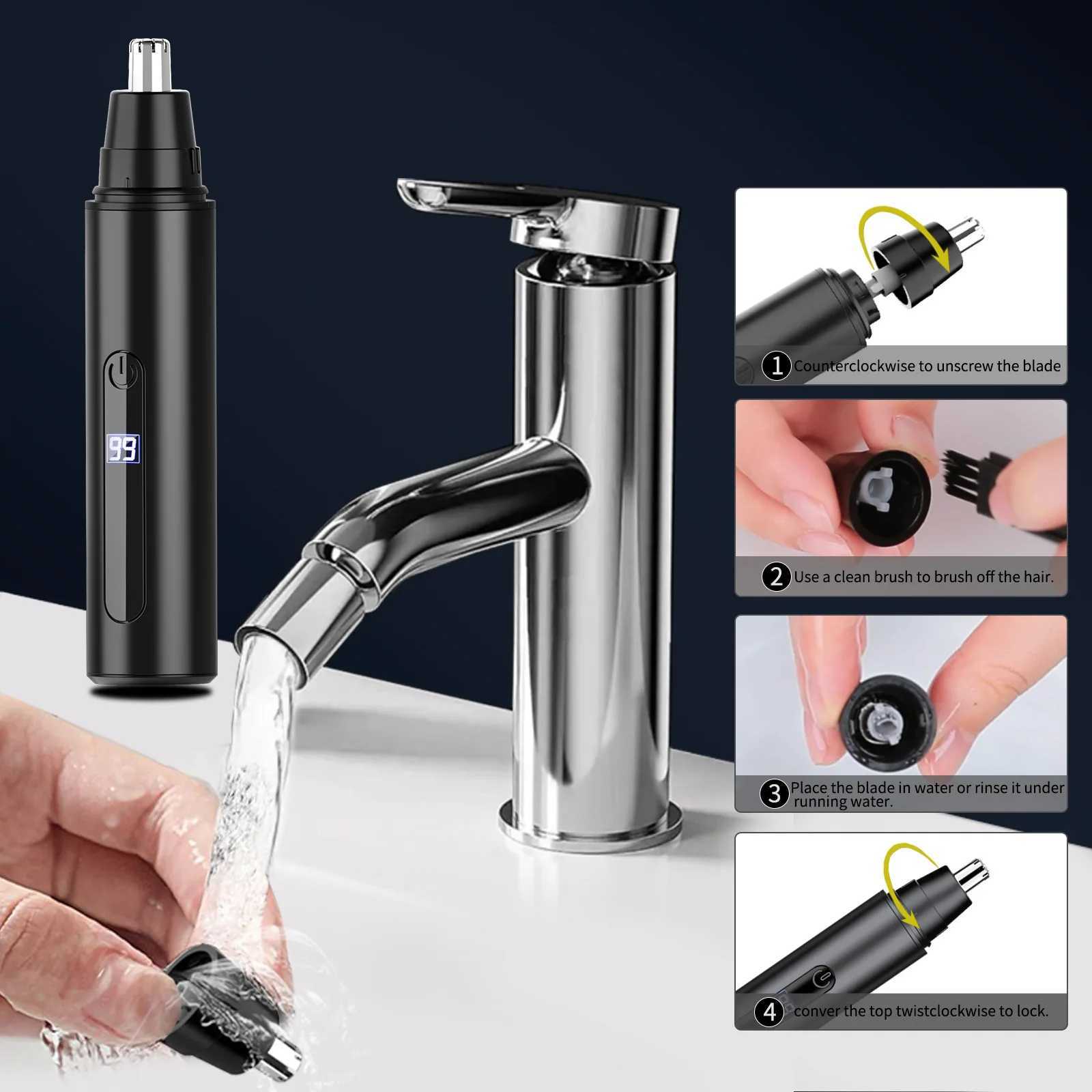 Electric Nose Hair Trimmer Portable Nose Ears Hair Eyebrow Trimmer for Men LED Display Rechargeable Nose Trimmer M251030