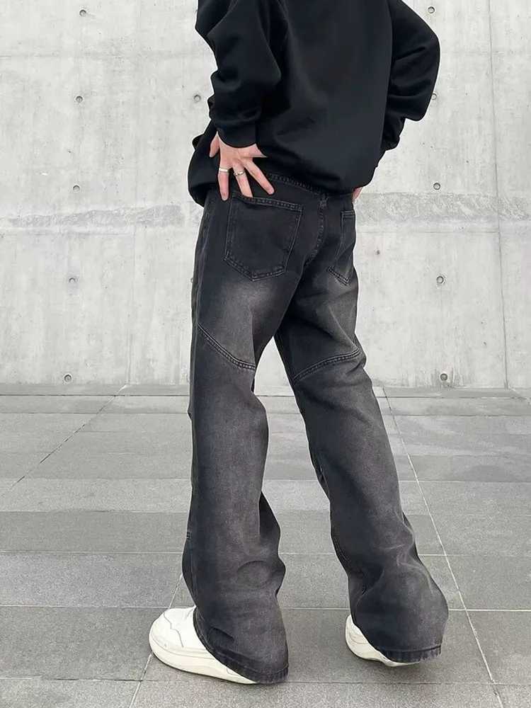 2024 Spodnie Y2K Fashion Vintage Black Pleated Stacked Baggy Jeans Pants For Men Clothes Straight Casual Luxury Long Trousers J251030