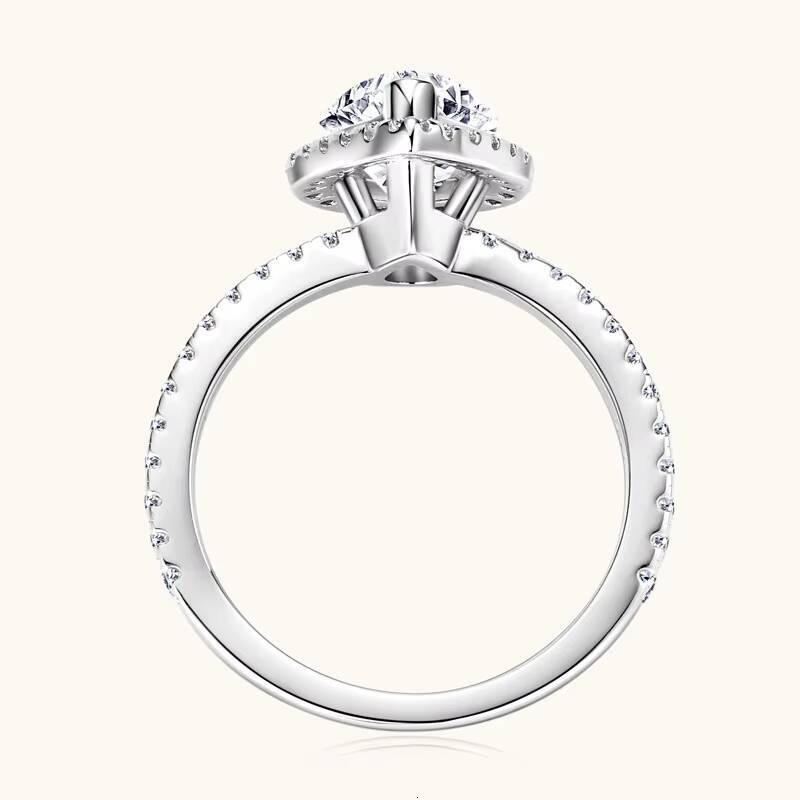 GRA Wedding Band Jewelry 925 Sterling Silver 2ct Pear Cut D Moissanite Halo Engagement Ring Promise Wedding Rings for Women