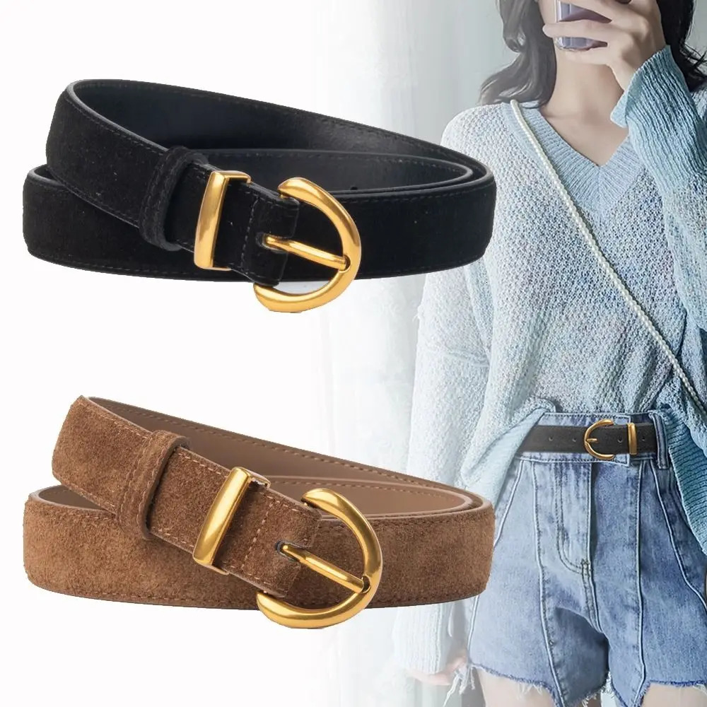 Women Suede Leather Belt Casual Versatile Business Waist Strap Trendy Pin Buckle Waistband 251024CJ