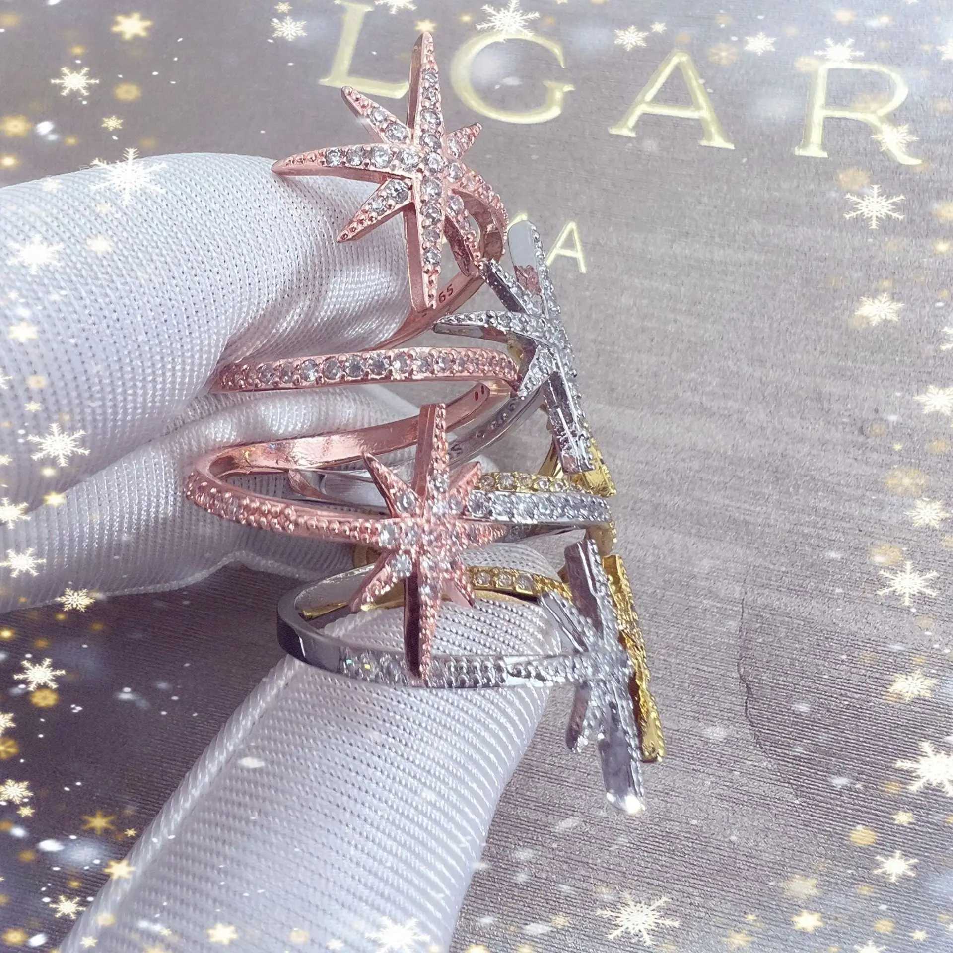 Temperament decompression eight star open ring niche design sense fashion personality index finger ringW251030