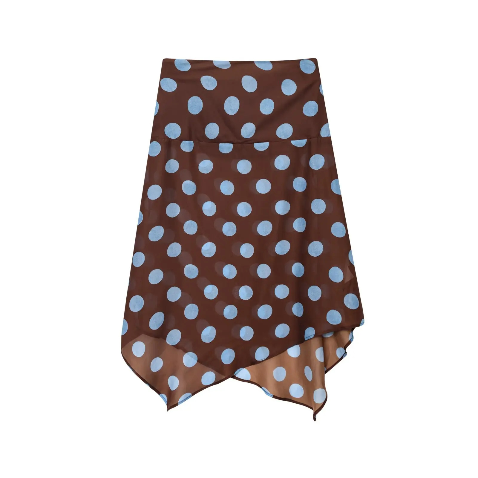 2025 Elegant Women Fashion Polka Dots Print Hem Irregular Midi Skirt Faldas Mujer Female Summer Side Zipper Slim Skirts QUN9329 251028