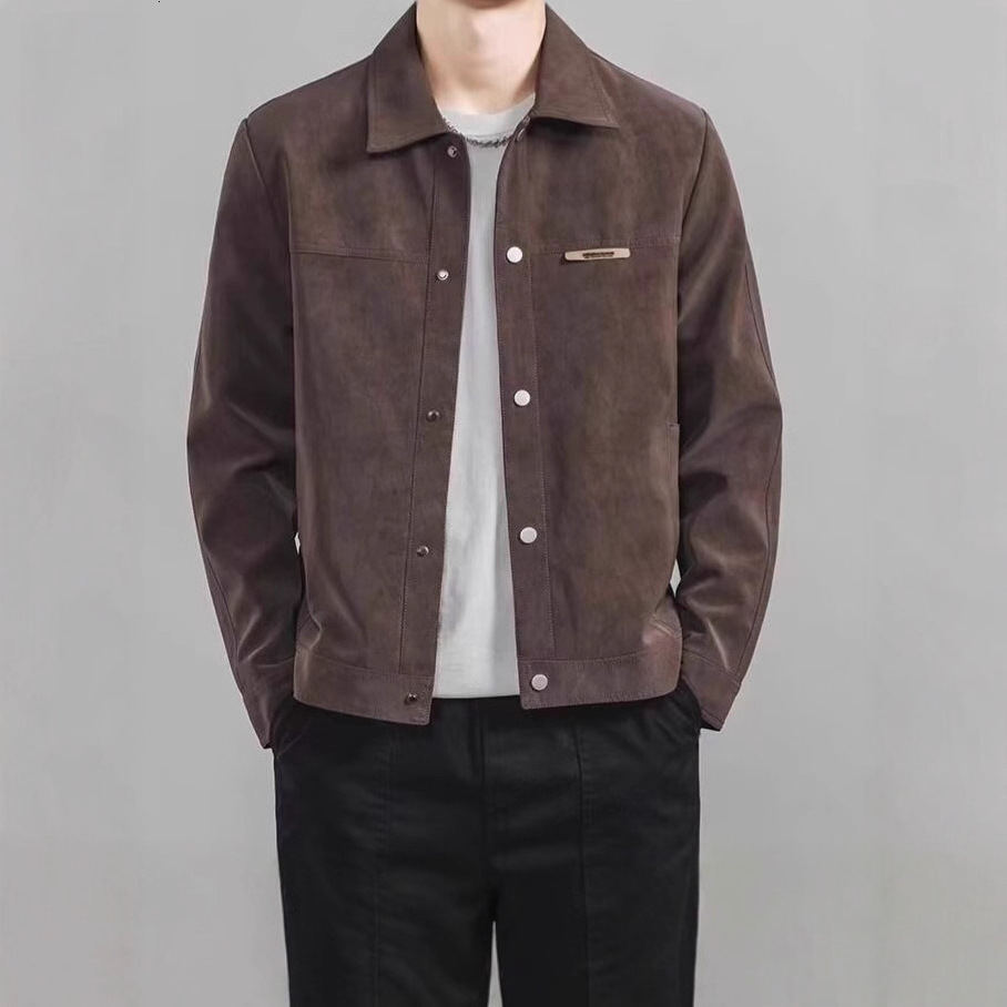 Spring And Autumn New Trendy Brand Cool High-end Suede Jacket Men's Casual Designer Jacket Slim Fit Versatile Turn-down Collar American Style Jac