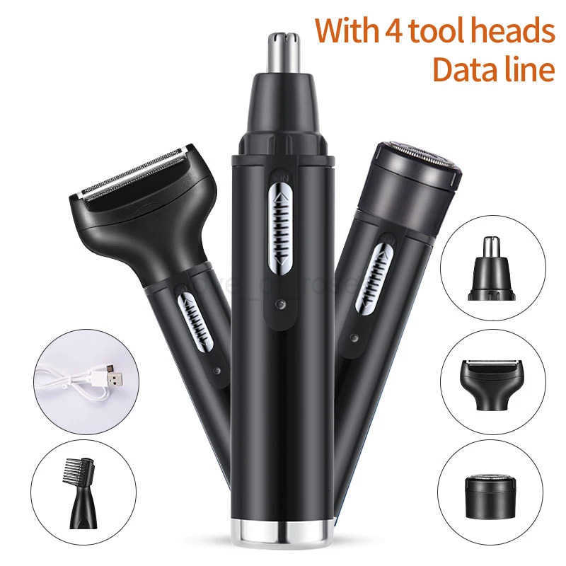 Electric Nose Ear Hair Trimmer for Men Painless Rechargeable Eyebrows Beard 4 in 1 Hair Clipper Shaver Z251030