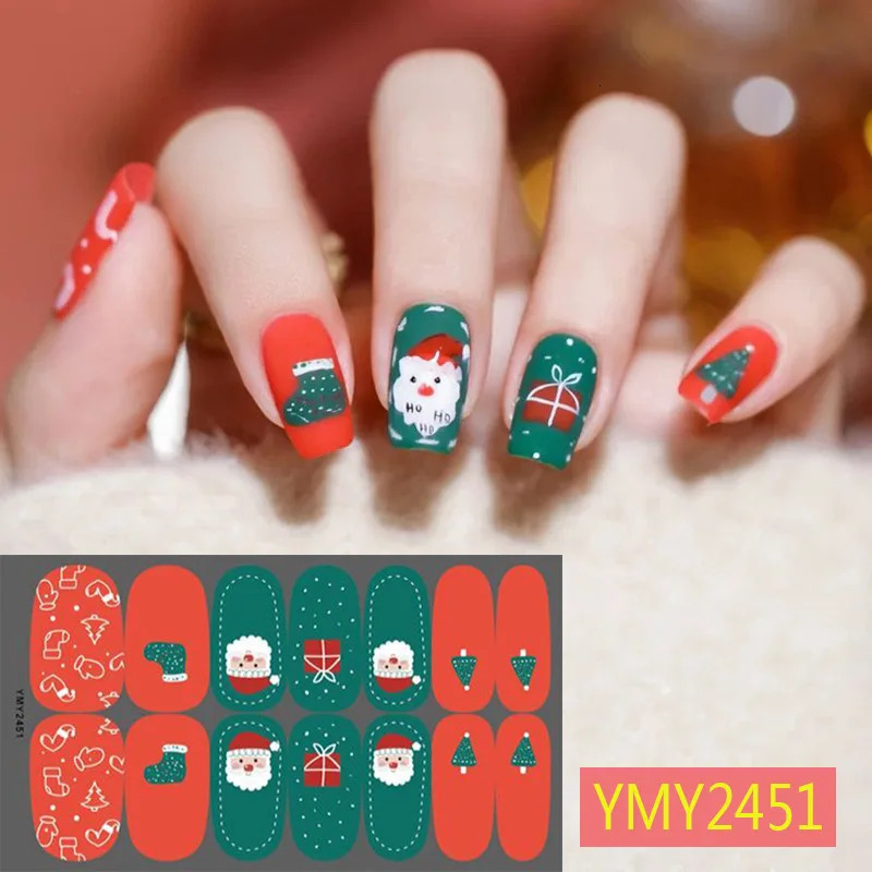 Santa Claus Full Cover Nail Stickers 14tips Nail Decoration Nails Sticker Self Adhesive Nail Sticker Nail Art Sticker 251027