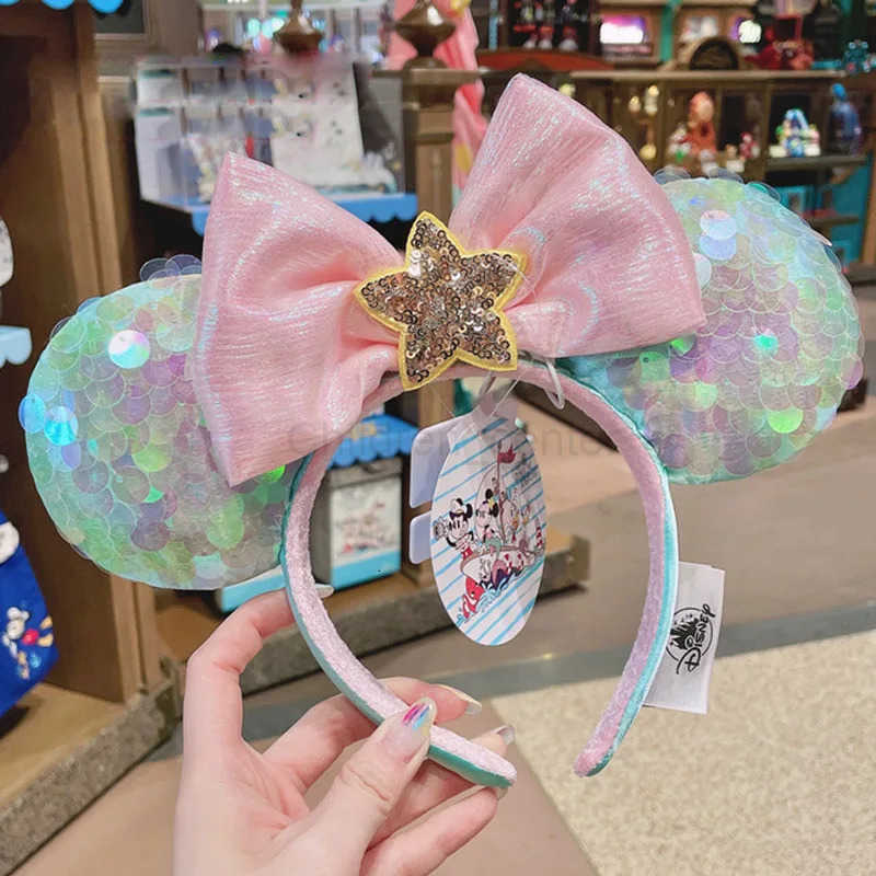 Disney Mickey Minnie Ears Mulan Headband Easter Eggs Hair Hoop Cosplay Hairband Disneyland Sequin Girl Big Bow Headband Decorate H251030