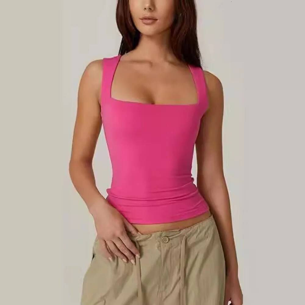 winter jacket women Summer Women's Square Neck Sleeveless Double Layer Basic Tight T-shirt Y2k Pink Goth Tank Top Women Crop Tops