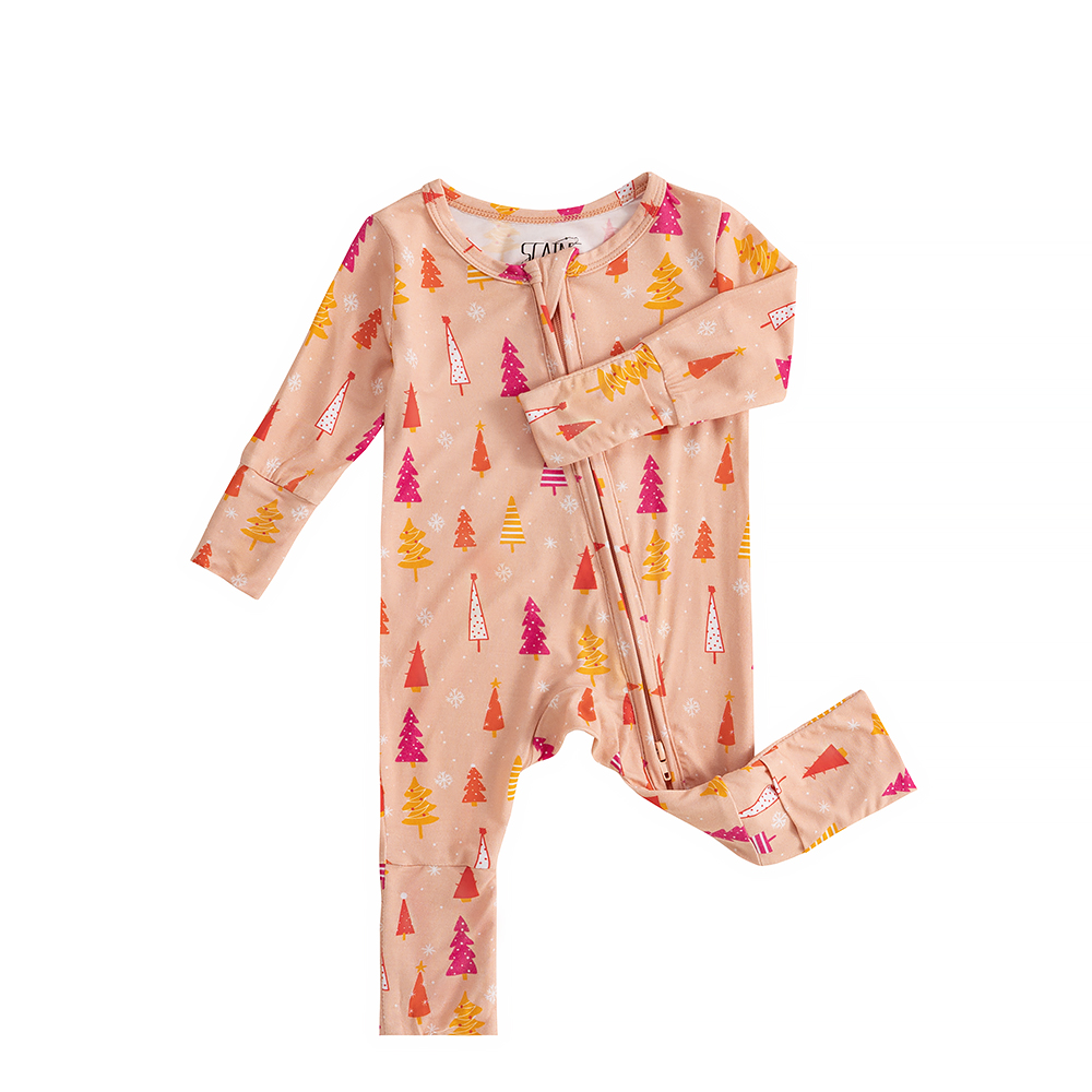 Christmas Baby Unisex Two-Piece Set with Two-Way Zipper Textured Sleepwear Set Baby Onesie