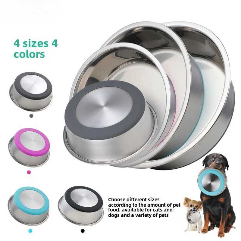 Stainless Steel Dog Bowl with Silicone Base Non Slip Pet Feeder Water Dish Cat Bowl Durable Pet Supplies J251113