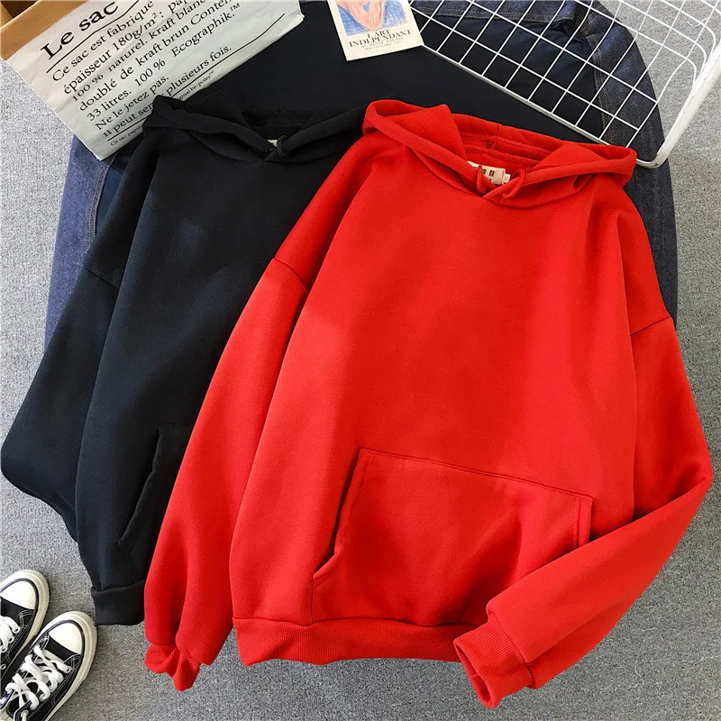 Autumn Casual Womens Solid Hoodie Comfortable Strecth Sweatshirts Loose Pocket Warm Clothes Fashion Street Female Pullovers 251030