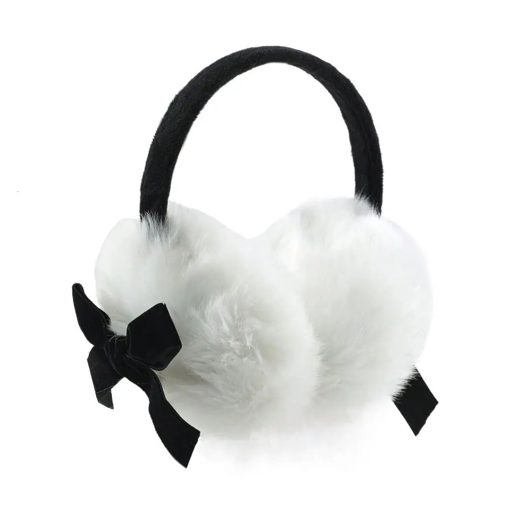 Cute Japanese Faux Fur Plush Earmuffs Soft Warm JK Sweet Y2k Bowknot Earmuffs Cycling Thicken Winter Earflap Girl 251024