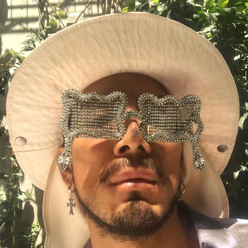 Fashion Men Tassel Glasses Frame Eyewear Decoration Collapsible Summer Vintage Snake Sunglasses Frames Rhinestone Face JewelryW251029