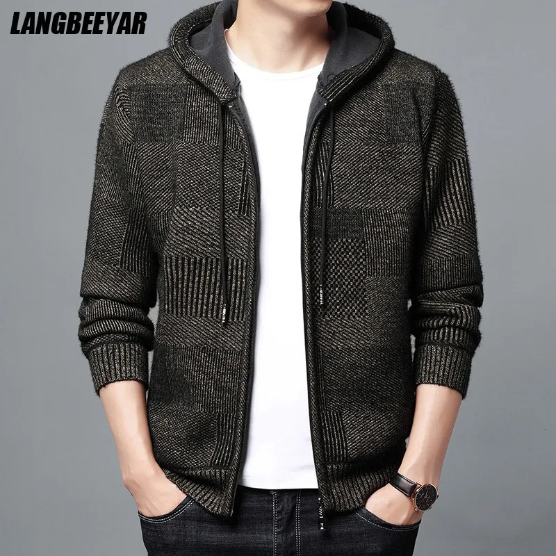 Top Grade Mink Fashion With Hood Casual Jacket Men Baseball Collar Thick Velvet Cardigan Coats Clothes 251017