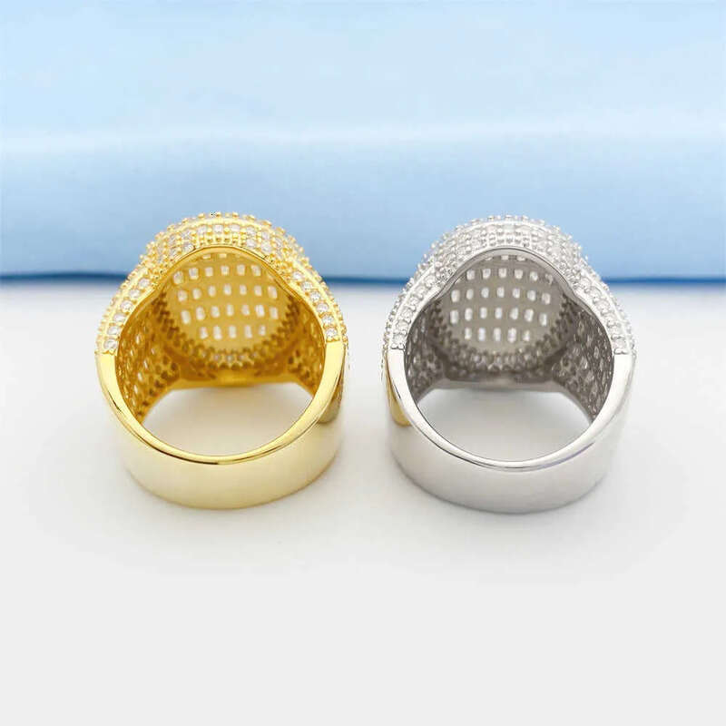 Sterling Sier Vvs Moissanite Dia Ring Iced Out Baguette Cut Hip Hop Men