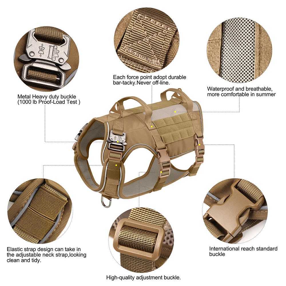 Military Dog Harness Reflective Tactical Dog Training Harnesses Durable Nylon Vest No Pull for Medium Large Dogs French Bulldog J251129
