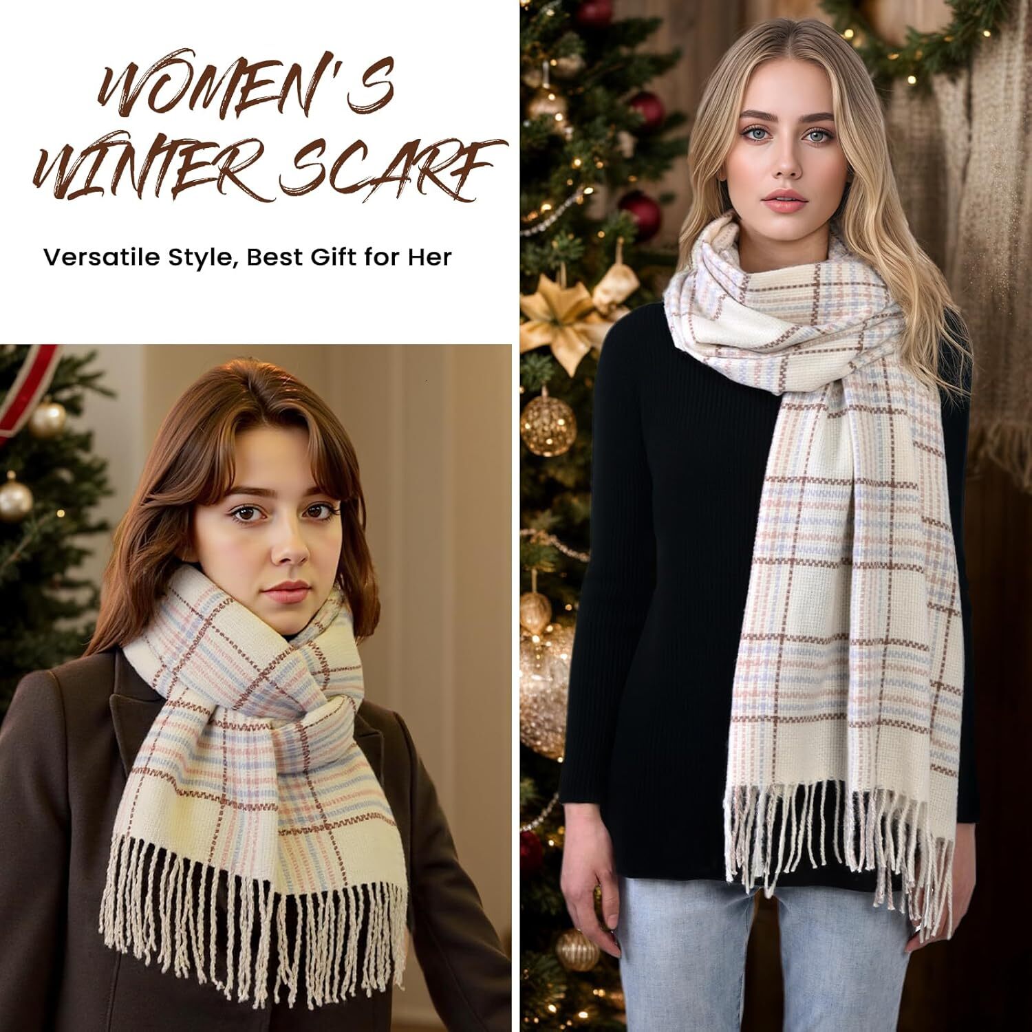 Custom Women's Scarf Warm Pashmina Shawls and Wraps for Evening Dress Winter Fashion Scarves Ladies Christmas Gifts