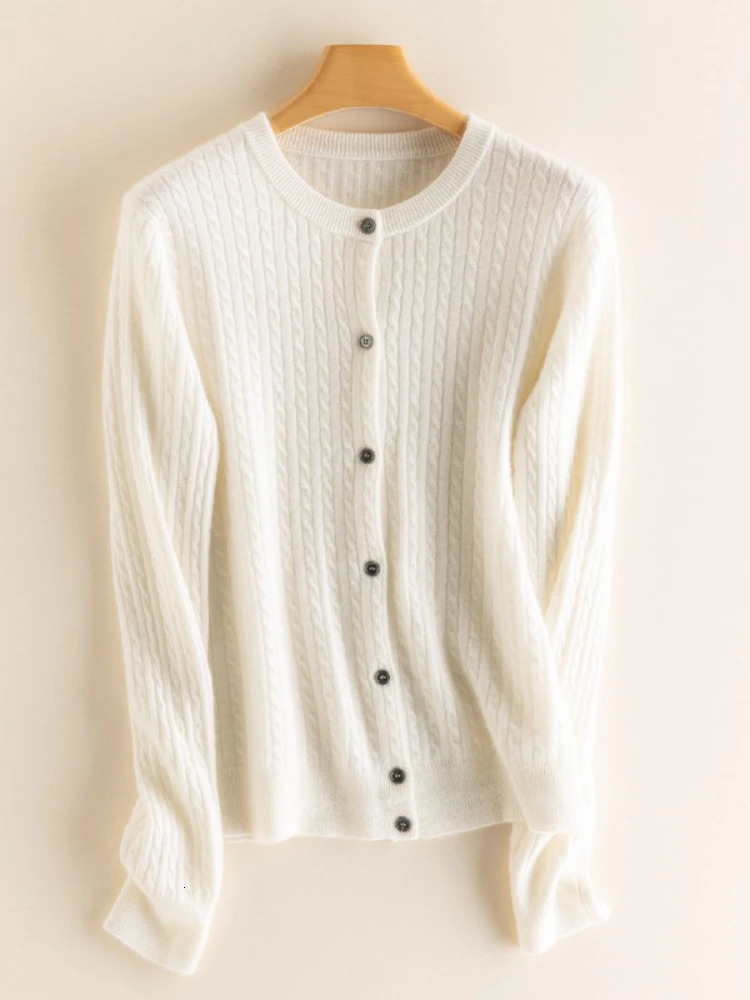 O Neck Cardigan Autumn Winter Women Sweater Casual Versatile Tops Solid Long Sleeve Single Breasted Cable Knit 251029