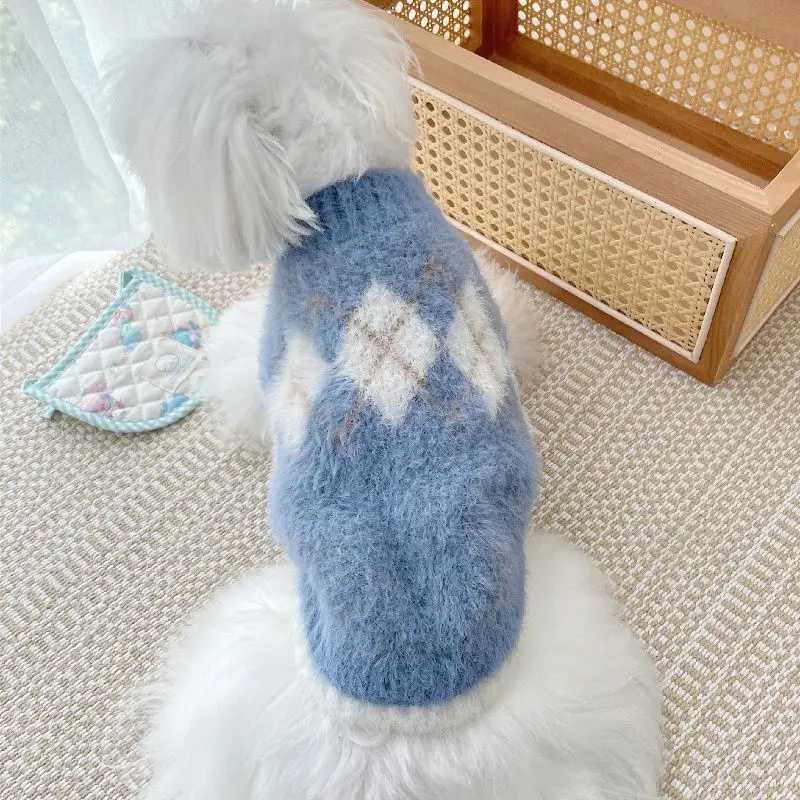 Pet Plush Sweater Pet Diamond Plaid Sweater Little Dog Senior Clothing Autumn and Winter Dog Coat Dog Clothes for Small Dogs C251030