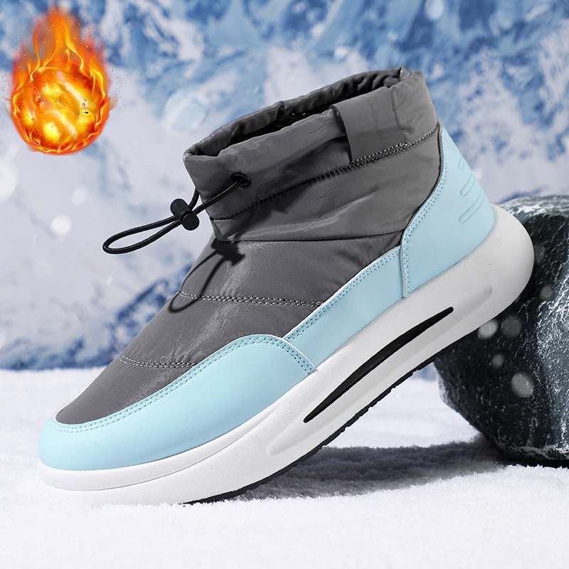 New men's snow boots with winter wool lining and warm boots, high top waterproof and anti slip down shoes, men's bread shoes, designer shoes