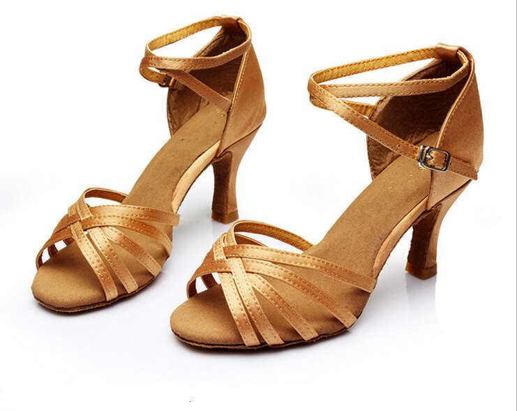 New Mid-High Heel Latin Dance Shoes Indoor Silk Satin