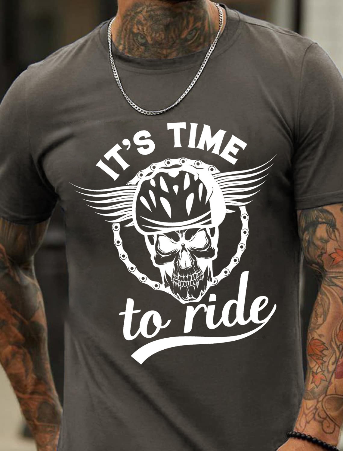 IT's time to ride English sports print pattern Men's cotton short-sleeve T-shirt - TT7068