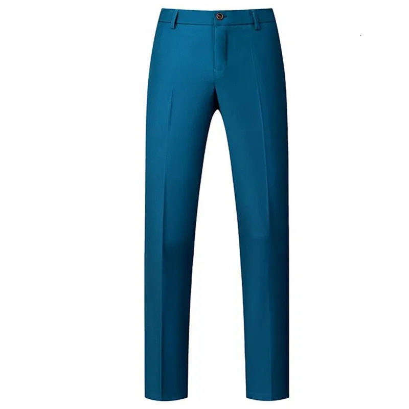 Men Solid Colour Formal Suit Pants Black Red Royal Blue Homme Wedding Office Social Slim Fit Trousers 251028