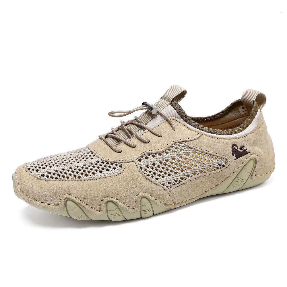 Hot-Selling Summer Casual Sports Large Size Stitched Genuine Leather Mesh Octopus Men's Shoes