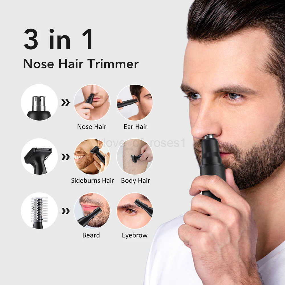 3 in 1 Electric Nose Ear Hair Trimmer for Men LED Display Eyebrow Beard Hair Clipper Shaver USB Rechargeable Easy Cleansing Z251030