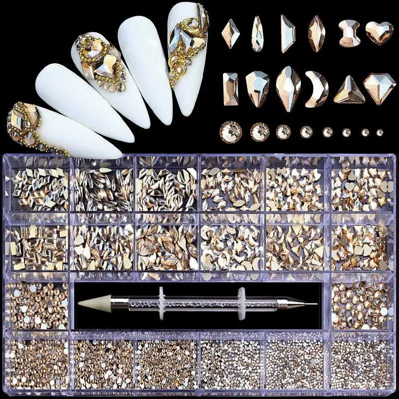 DIY Nail Art Rhinestone Kit with 21Grid Storage Box Flatback Diamonds for Creative Jewelry and Manicure s 251027