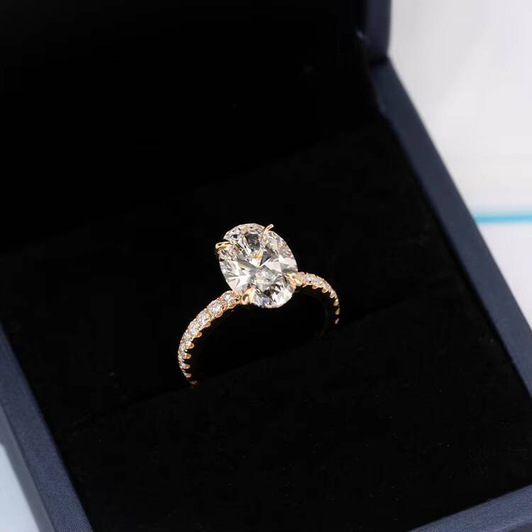 Redleaf Custom 18K Yellow Gold 3CT Oval Lab Grown Diamond Engagement Wedding Ring Brand 18K Yellow Gold 3CT Oval Diamond Ring