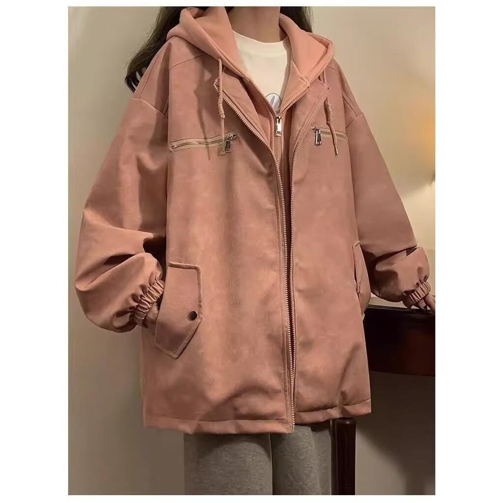 Fake Two-piece PU Leather Designer Jacket Jacket For Men And Women Spring And Autumn New Trendy Loose Fit Stylish Workwear Jacket