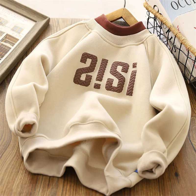 Warm Boys Thick Sweatshirts Children Plus Velvet Pullover Kids Winter Casual Clothes Teenager Autumn Printed Sport Shirts 414YT251030