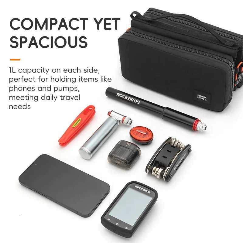 ROCKBROS Bike Top Tube Bag 2L Capacity ScratchResistant Road Mountain Bike Frame Bag Cycling Tools Bag Stable Elastic Band H251029
