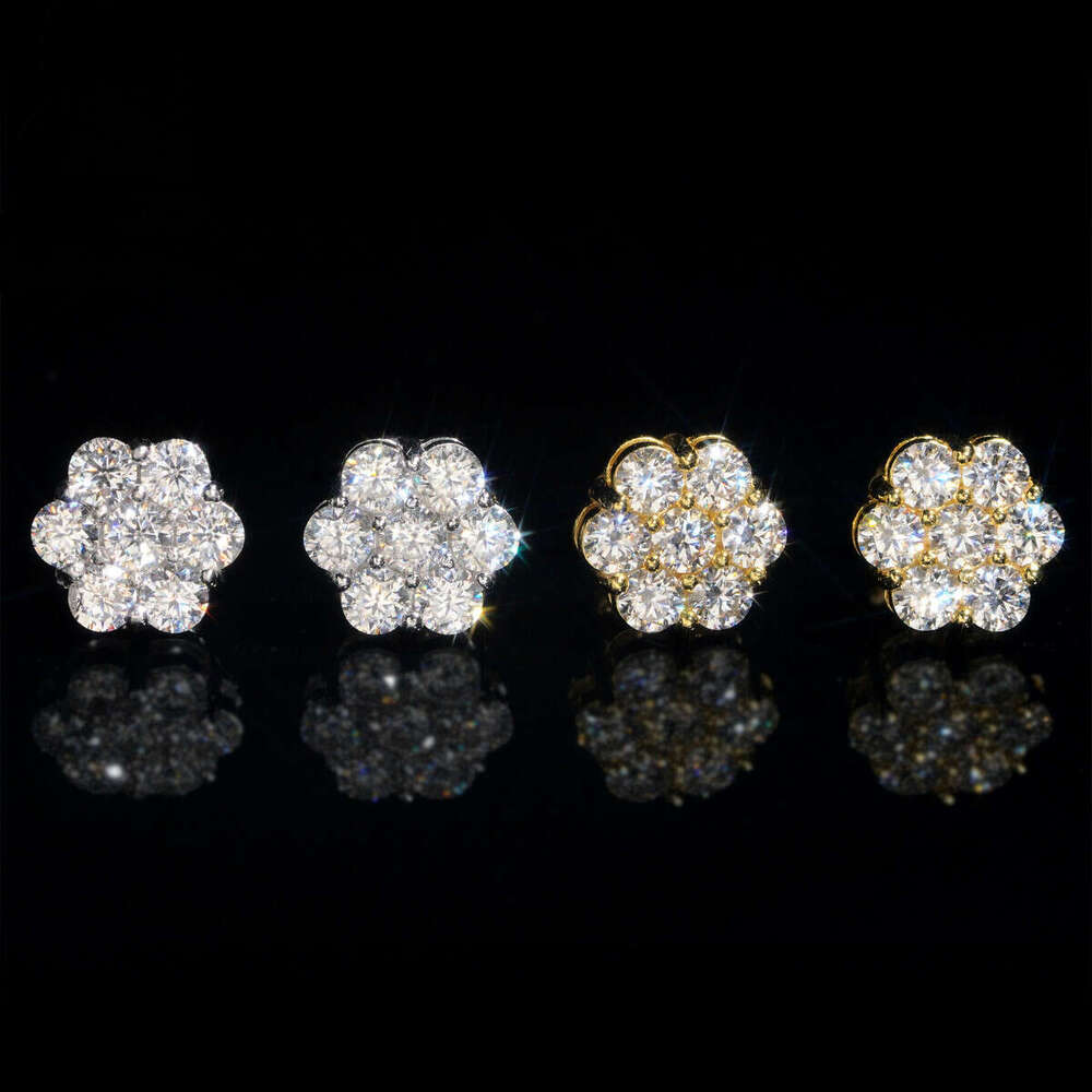 New Arrival with GRA Certificate Round Cut Silicon Stone Sterling Sier Hiphop Stud Earrings Set Unisex