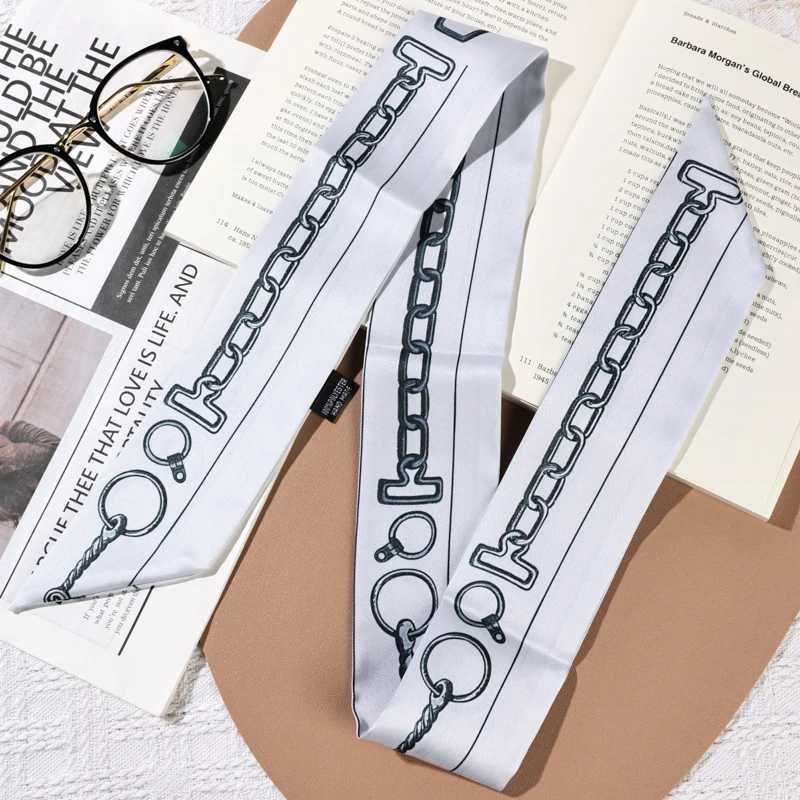 Womens Silk Scarf Ribbon Headband Hair Tie Long Bag Strap Wrap Neck Accessory Multiuse Printed Fashion Daily ScarfW251029