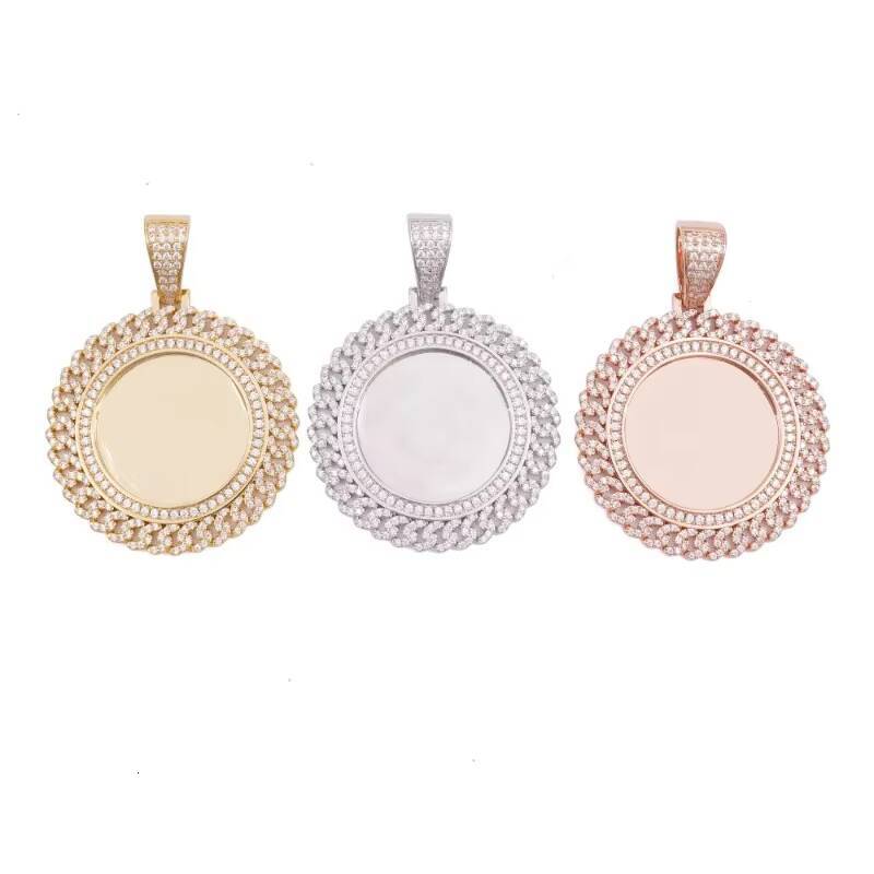 GRA Hip Hop Iced Out Bling 925 Sterling Silver Pass Diamond Tester VVS Moissanite Circle Cuban Photo Pendant for Men
