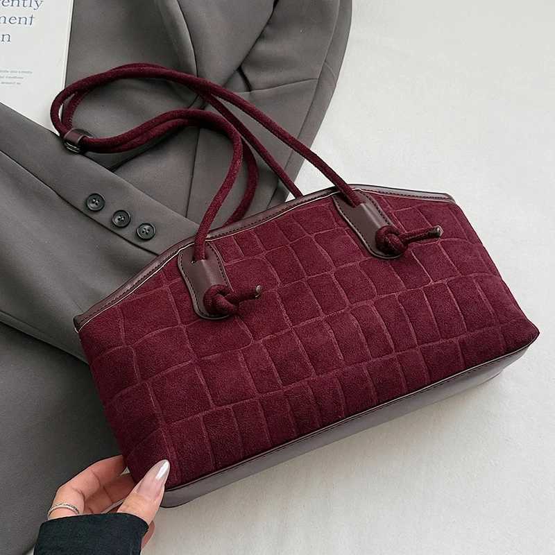 Designer bag Wens Cmuter Underarm Bag Ste Pattern Faux Suede Shoder Bag Winter Soft Totes New Trend Designer Fem Handbags Y251029